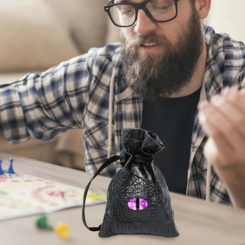 Drawstring PU Leather Dice Bag for Card Storage